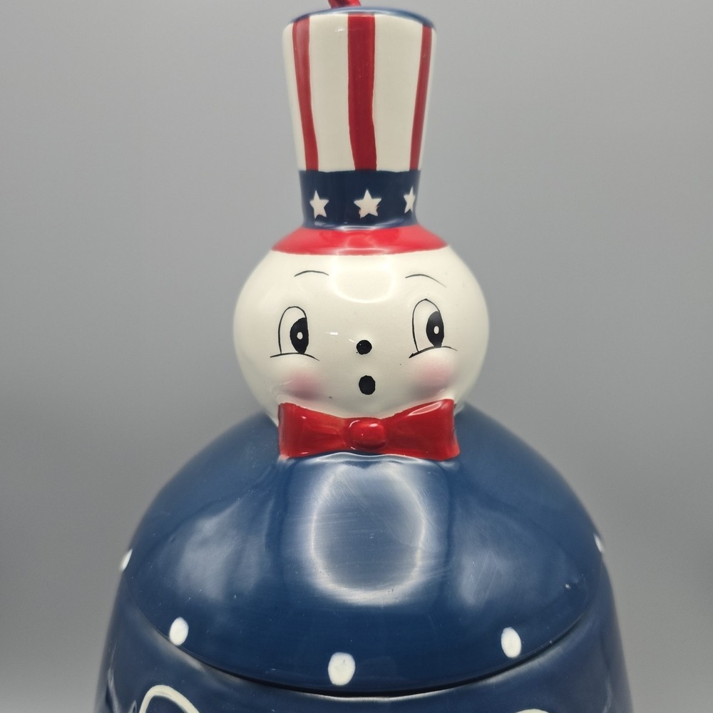 Johanna‎ Parker Carnival Cottage Mr Liberty Bell Cookie Jar Patriotic Canister - Picture 3 of 16